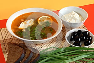 Russian traditional soup - solyanka