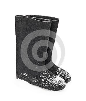 Russian traditional winter felt boot valenki
