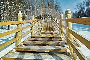 Russian Traditional wooden gangway