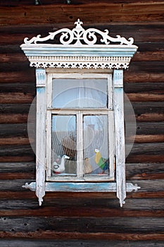 Russian traditional wooden window decor