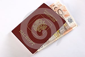 Russian Traveling Passport and money.