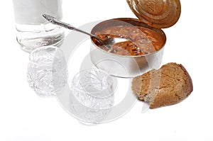 Russian vodka with bread