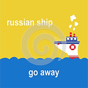 Russian warship go away icon. War in Ukraine. f yourself Vector