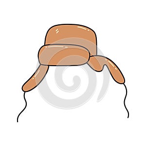 Russian winter warm hat with earflaps. Vector