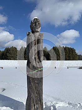 Russian wooden idol of paganism