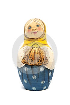 Russian wooden matrioshka with matte paint isolated