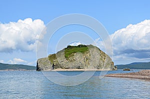 Russia, Vladivostok, Amur Bay, the view for the island Malyy from the island of Klykov in sunny weather photo