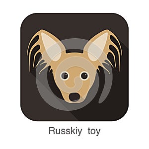 Russkiy roy dog face portrait flat icon design, vector illustration