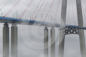 The Russky Bridge Russian Bridge in the fog.