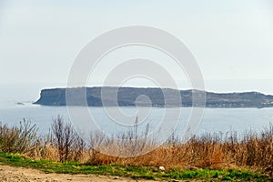 Russky Island, Far East of Russia. Vladivostok. Cliffs above the sea of Japan