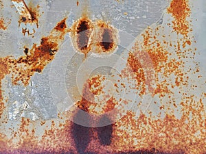 Rust background on old steel plate full frame