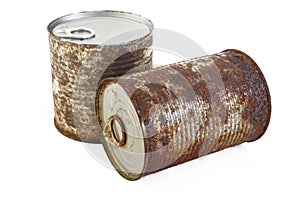 Rust cans at on white background