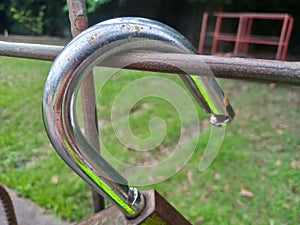 Rust on the metal surface of a padlock