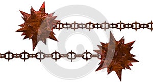 Rust meteor hammer with spiky chain