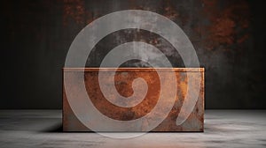 rust mock up podium for hard suface odject and element. Generative AI