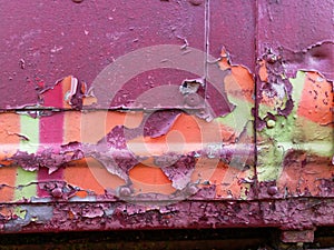 Rust and pealed paint on an old abandoned train