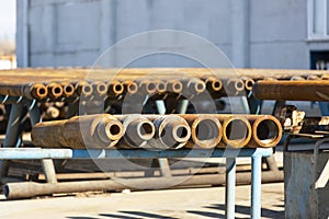 Rust Pipe and Drill Bits Used in the Oil Industry.