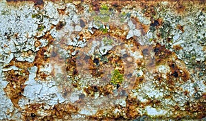 Rust stained flaky paint