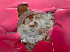 The texture of red old iron plate.