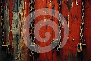 Rusted chains hanging from a wall