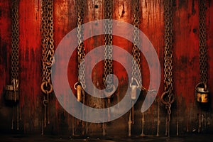 Rusted chains hanging from a wall