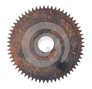 Rusted circular saw isolated