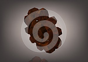 Rusted cogwheel on a gray