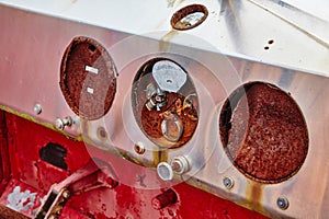 Rusted Control Panel Close-Up, Industrial Decay Texture