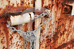 Rusted doors chained and padlocked