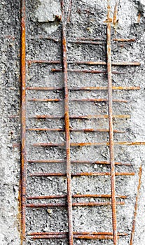 Rusted girders in eroded concrete