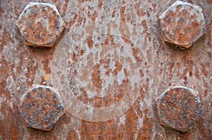 Rusted Iron Bridge Plate and Bolts