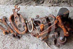 Rusted iron tools