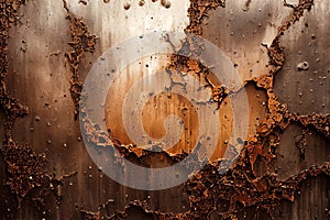 Rusted metal backround, distressed grunge background. Old metallic iron panel