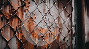 A rusted metal fence with rust on it. AI generative image.