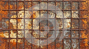 Rusted Metal Grid Texture. Industrial Grunge Background. Generated Using AI