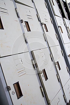 Rusted metal old school lockers