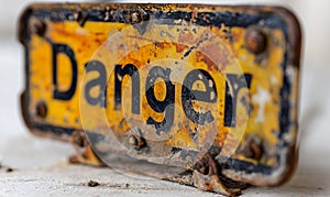 Rusted Metal Sign: Danger.