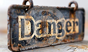 Rusted Metal Sign: Danger.