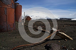 Rusted metal Whalers Bay Antarctica