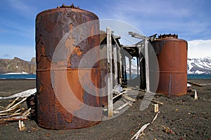 Rusted metal Whalers Bay Antarctica