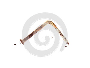 Rusted nail isolated on white background