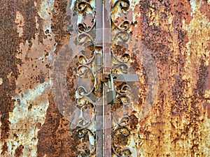 Rusted old metal door.