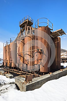 Former Grytviken whaling station, King Edward Cove, South Georgia, Antarctica