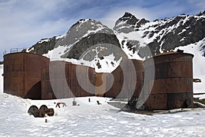 Former Grytviken whaling station, King Edward Cove, South Georgia, Antarctica