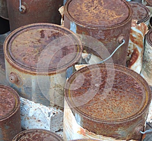 Rusted paint cans photo