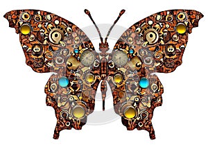 Rusted Steampunk Butterfly Isolated– AI Generated 3D Illustration