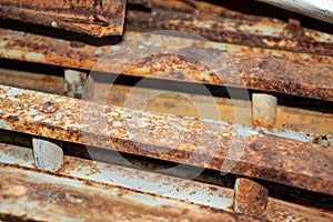 The rusted steel pile causes corrosion.