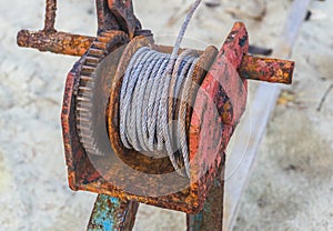 Rusted steel wire rope