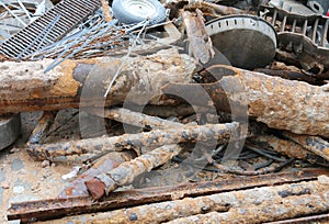 Rusted tubes of a cantiere for laying technological infrastructu