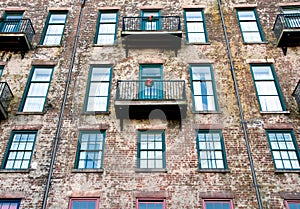 Rusted wall and balconies